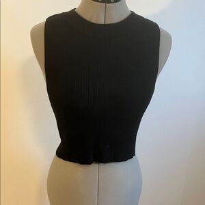 Mango Black Ribbed Crop Top